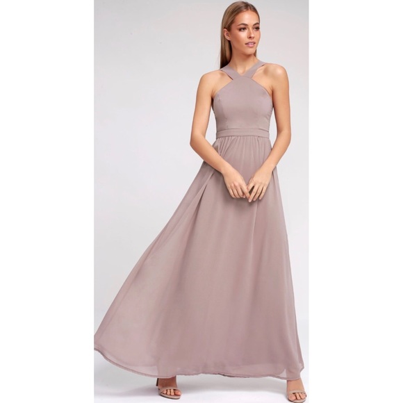 Lulus Dresses & Skirts - Air of Romance Taupe Maxi Prom Dress